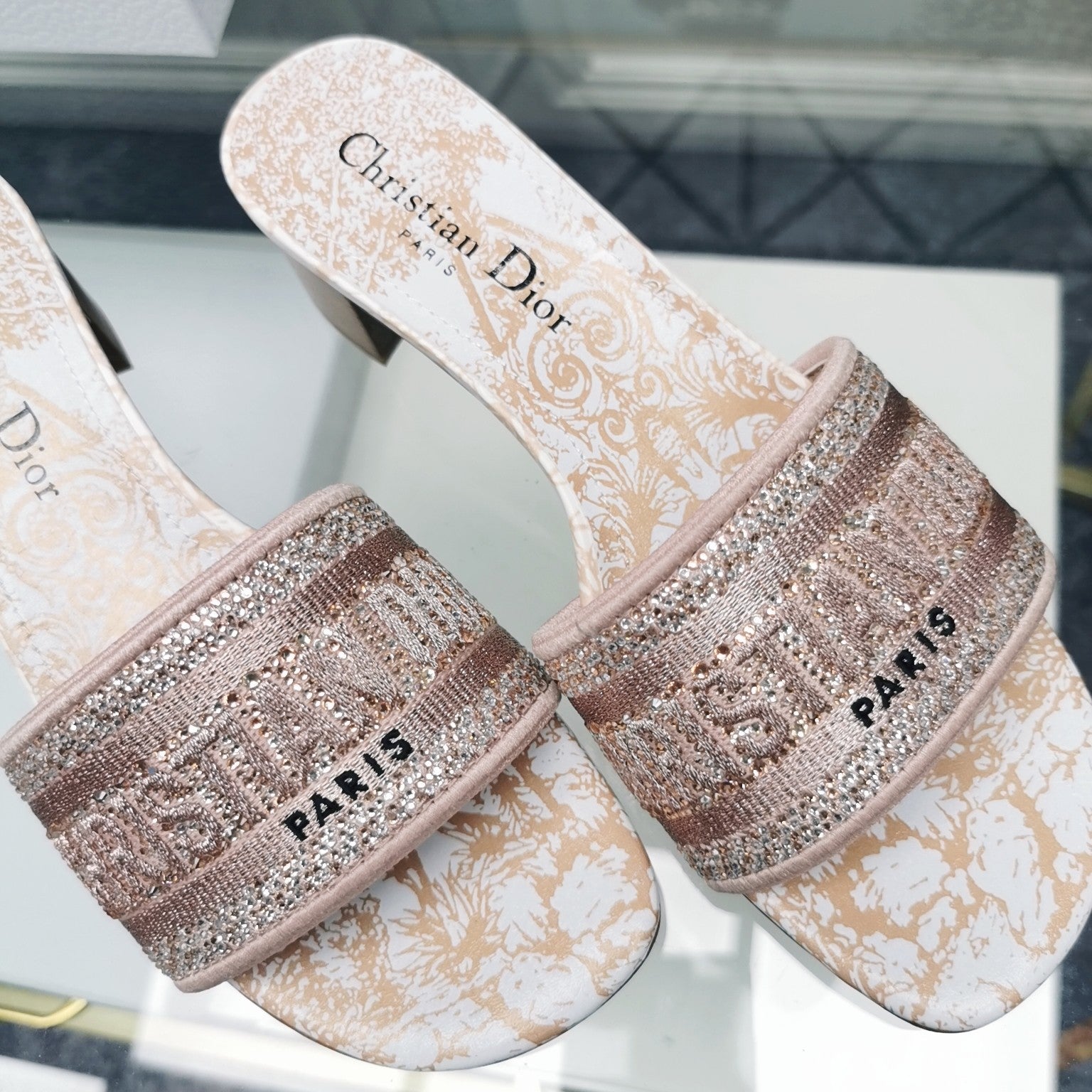 DIOR CD Mule Dway Heeled Slide 45mm Style 24