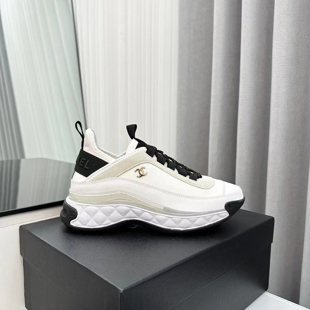 CHANEL Bubble Quilted Trainer Sneaker White
